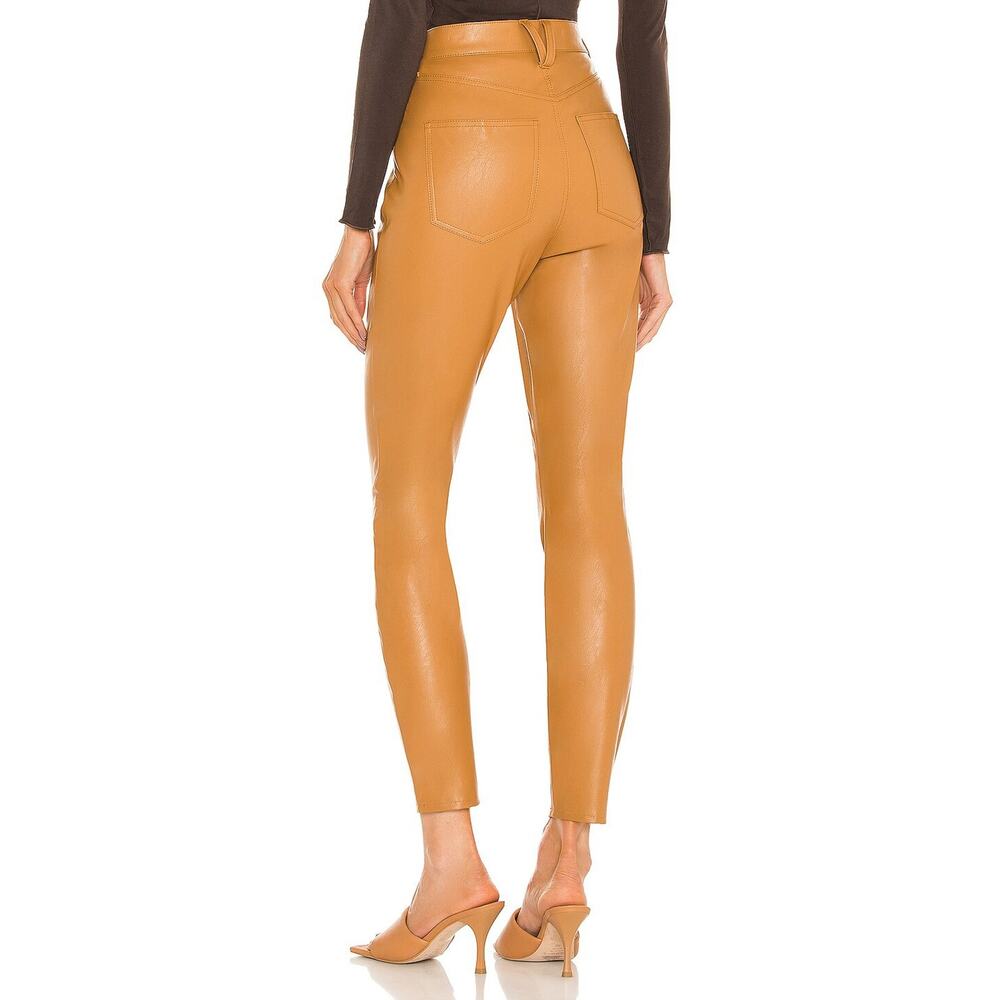 Veronica Beard Maera Cognac Vegan Leather High Rise Ankle Pants Size 2 - Picture 2 of 6